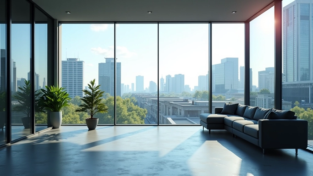 Modernes Finanzzentrum mit großem Fenster und Blick auf die Stuttgarter Skyline bei Tageslicht